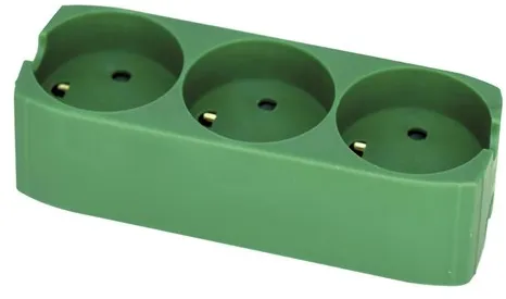 Gripo-Steckdose mit 3 Ausgängen und Erdung, Grün