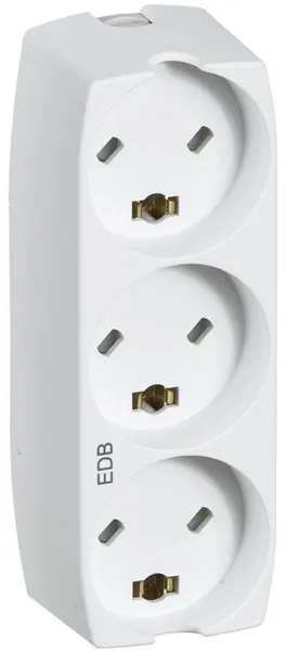 LK-Verlängerungskabel mit 3 rechteckigen EDB-Steckdosen, 2-polig mit Erdung, weiß